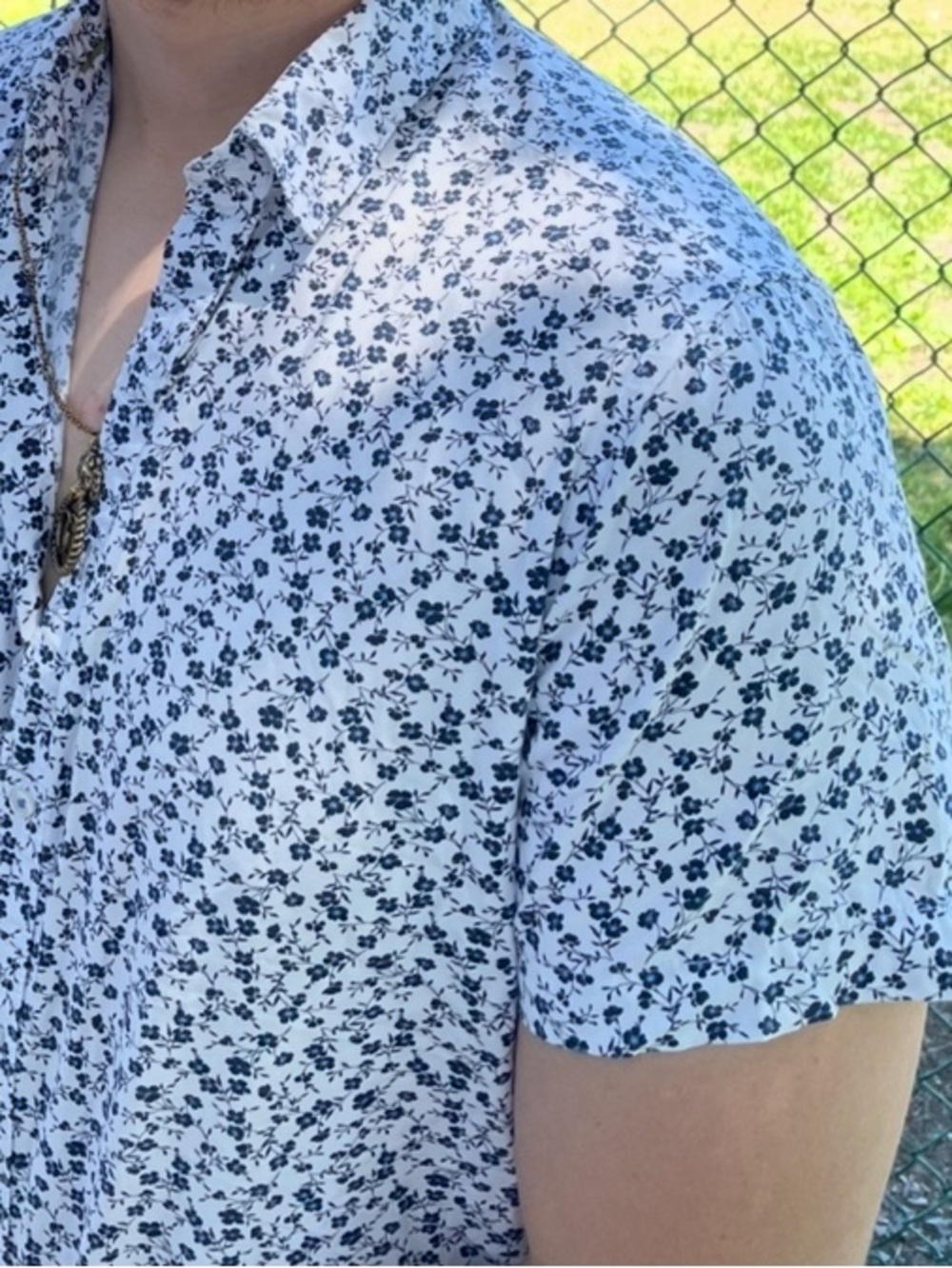 DENIM & FLOWER Men RICKY SINGH Floral Short Sleeve Button-Up Shirt BLUE DAISY - Picture 12 of 16